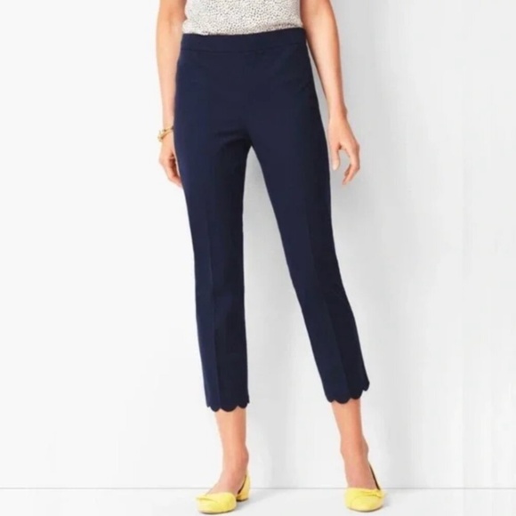 TALBOT'S CHATHAM SCALLOP HEM CROPPED PANTS - BLACK - SZ 10 - EUC - Picture 1 of 2